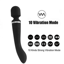 Prime dual-motor wand vibrator showing controls and flexible head