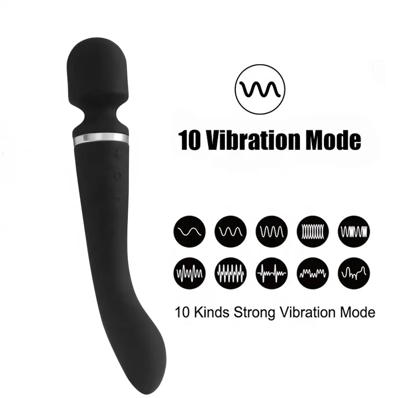 Prime dual-motor wand vibrator showing controls and flexible head