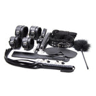 Trust leather bondage set with adjustable cuffs and quick-release safety