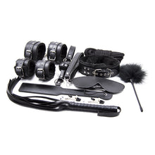 Trust leather bondage set with adjustable cuffs and quick-release safety