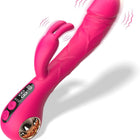 Pulse thrusting rabbit vibrator with dual motors and LCD display, body-safe silicone