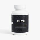 A white plastic bottle of Sol Wellness Glyx dietary supplement with a black label, shown on a clean white background.