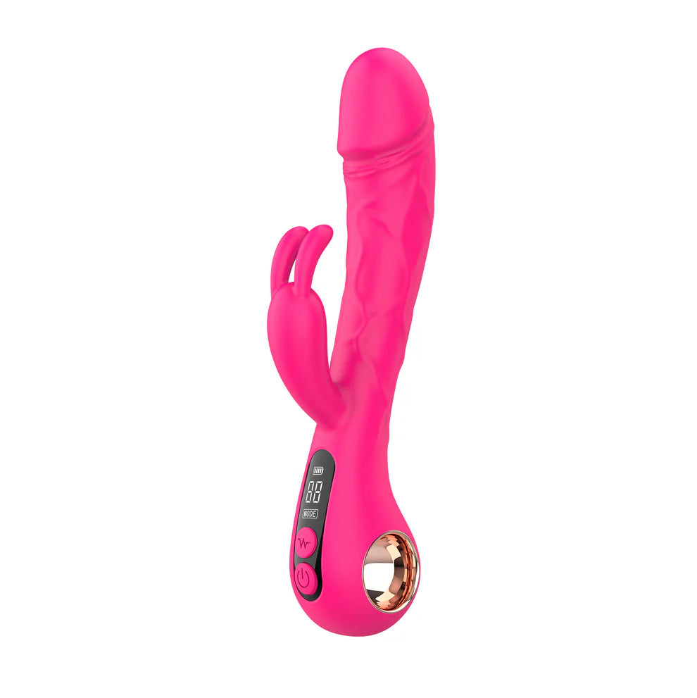 Pulse thrusting rabbit vibrator showing dual stimulation arms