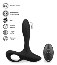 Vector P-spot massager showing perineum stimulation arm