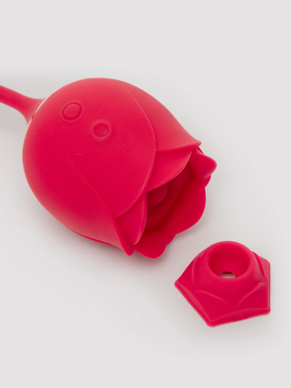 Bloom rose-style clitoral vibrator, rechargeable, detail view
